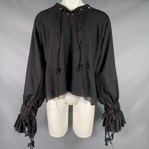 YOUTHS IN BALACLAVA Size S Black Contrast Stitch Long Sleeve Pirate Shirt